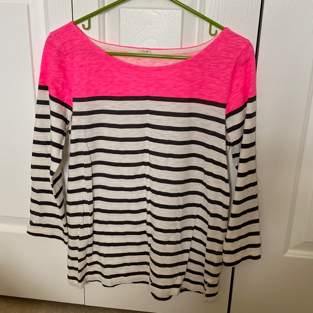 J.Crew Factory Striped Three-quarter Sleeve T-shirt